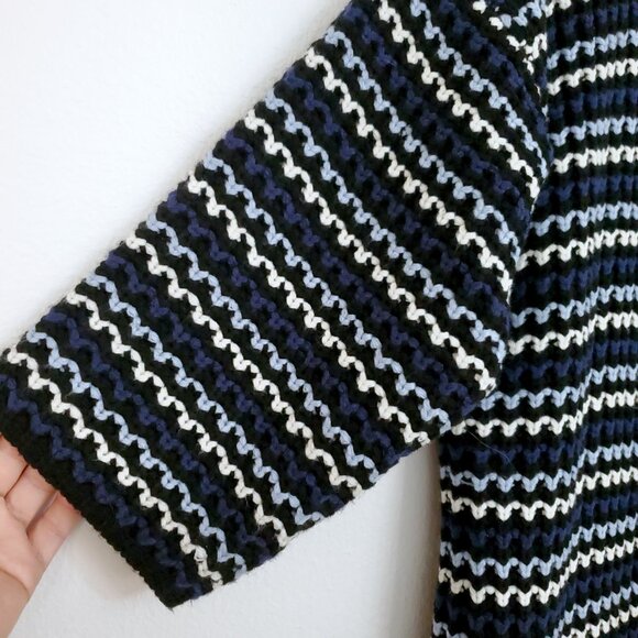 Anthropologie FRNCH Paris Black Multi-color Striped Duster Cardigan One Size - Picture 6 of 13